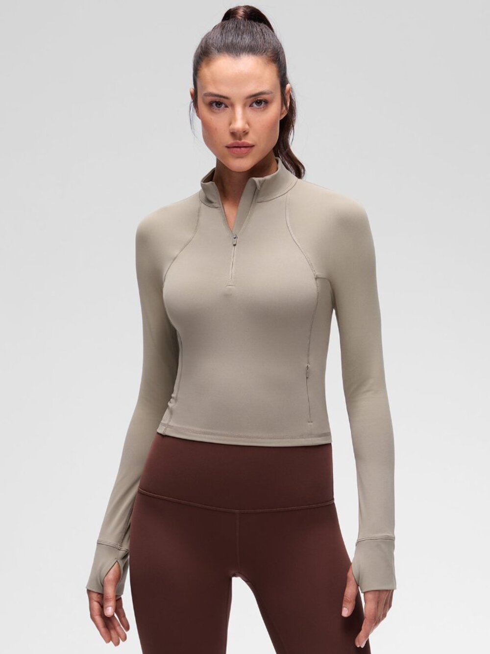 Butterluxe Half Zip Cropped Long Sleeve